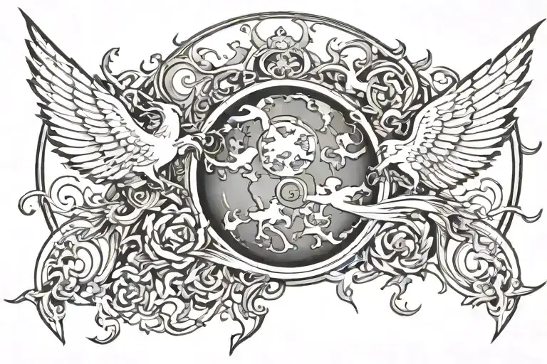 Earth, fire, air, water – without one, the world is mortal tattoo design idea
