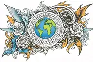 Earth, fire, air, water – without one, the world is mortal tattoo design idea