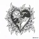 broken heart hidden by shield tattoo design idea