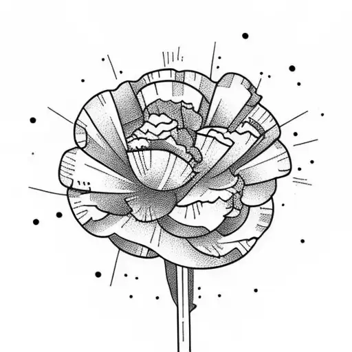 carnations tatto on the lower arm with a coverup with thin geometric lines and some splash of color  tattoo design idea