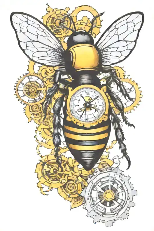 clockwork bee  tattoo design idea