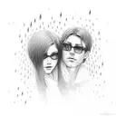 Couple in rain tattoo design idea
