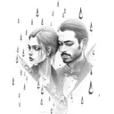 Couple in rain tattoo design idea