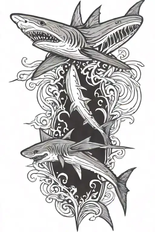 back tattoo, spine tattoo, hammer head shark tattoo design idea
