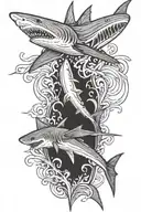 back tattoo, spine tattoo, hammer head shark tattoo design idea