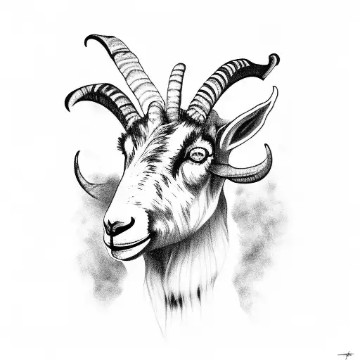 psychedelic horror goat tattoo design idea