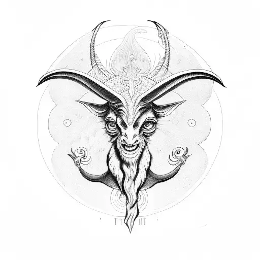 psychedelic baphomet tattoo design idea