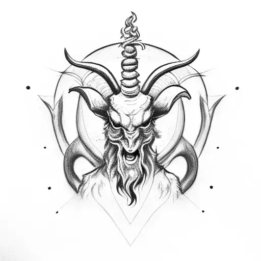 horror baphomet tattoo design idea