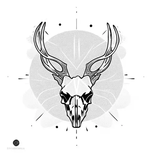 Deer skull inside a sun tattoo design idea