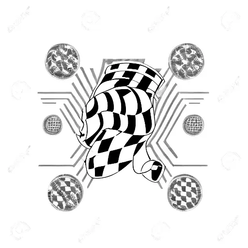 An abstract design featuring the iconic Formula 1 checkered flag and the number 3, Ricciardo's racing number tattoo design idea