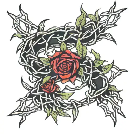 crown of thorns bracelet with laurel branches tattoo design idea