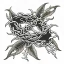 crown of thorns bracelet with laurel branches tattoo design idea