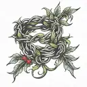 crown of thorns bracelet with laurel branches tattoo design idea