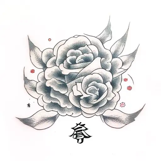 couple moon and roses tattoo design idea