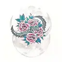 couple moon and roses tattoo design idea