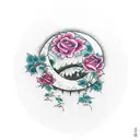 couple moon and roses tattoo design idea