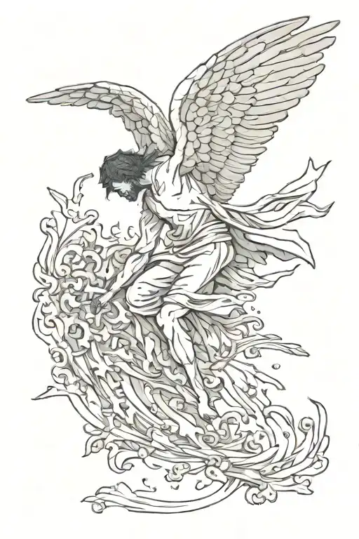 Icarus falling tattoo design idea