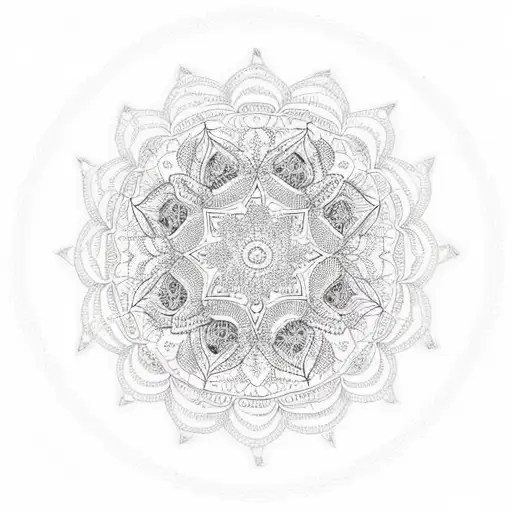 A blackwork design of a mandala with intricate patterns inspired by the client's occupation as a content marketer tattoo design idea