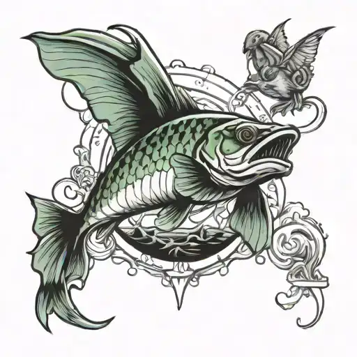 create a tattoo that is a memory piece for a brother that has fishing incorporated in it and is modern  tattoo design idea