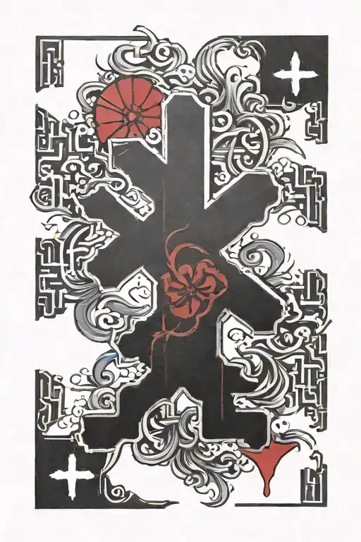 korean flag morphing cross  tattoo design idea