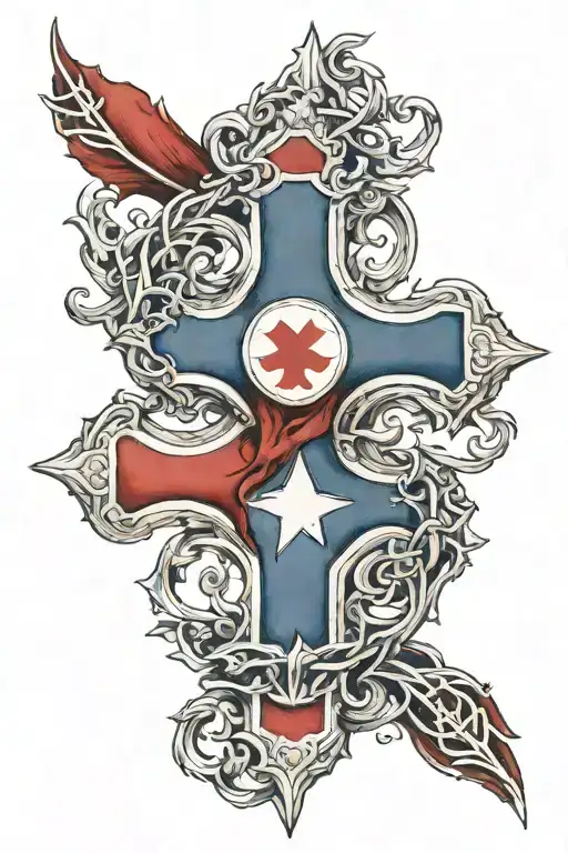 south korean flag morphing cross intertwined tattoo design idea