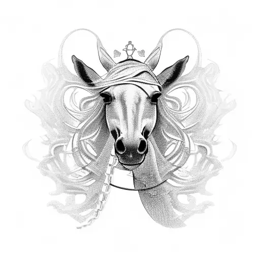  full horse horse running with metal chain mail  tattoo design idea
