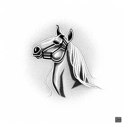  full horse horse running with metal chain mail  tattoo design idea