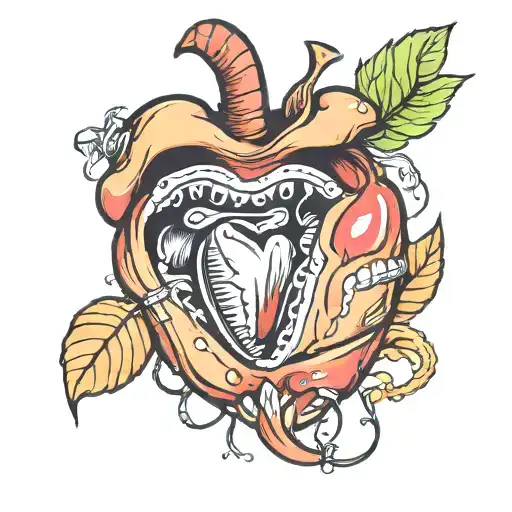 female lips eating  anatomical heart  tattoo design idea