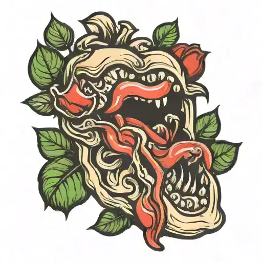 female lips biting anatomical heart tattoo design idea