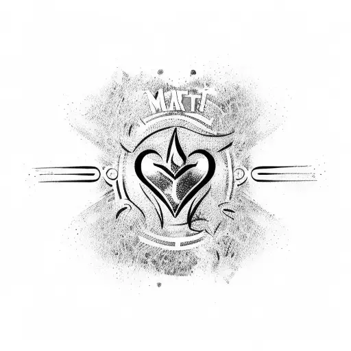 tattoo-style logo with fiery heart and "Marte" inscription on transparent background tattoo design idea