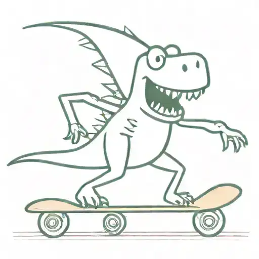 Dino on a skateboard tattoo design idea