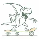 Dino on a skateboard tattoo design idea