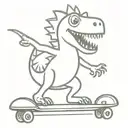 Dino on a skateboard tattoo design idea