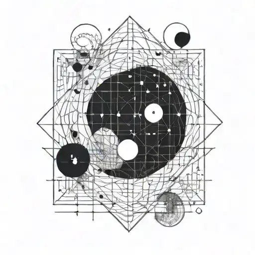 Moonlight, Moon, circles, Squares, no human features tattoo design idea