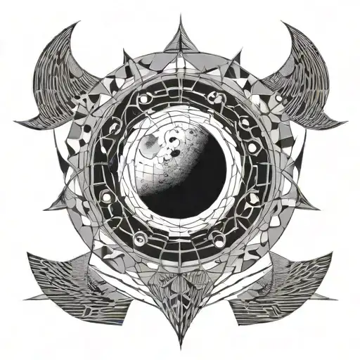 Moonlight, Moon, circles, Squares, no human features tattoo design idea