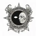 Mystical Moon with a take on mental health and symmetrie, simple design and no human or human like features or faces tattoo design idea