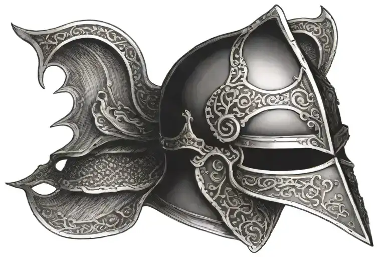 knight helmet tattoo design idea