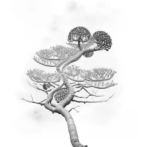 pohutukawa tree with tui bird tattoo design idea