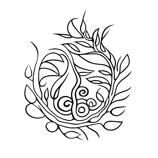 pohutukawa tree with tui bird tattoo design idea