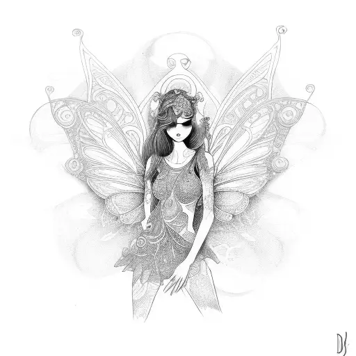 Psychedelic fairy DJ tattoo design idea