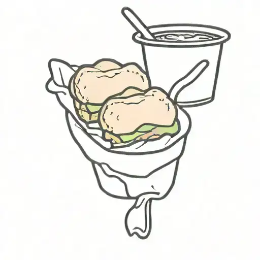 chicken nugget in dipping sauce tattoo design idea