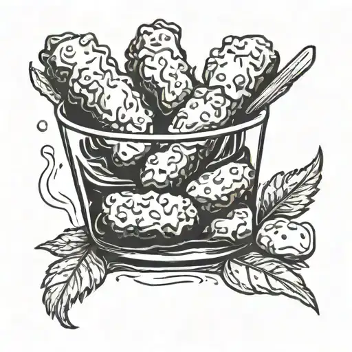 chicken nugget in dipping sauce tattoo design idea
