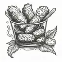 chicken nugget in dipping sauce tattoo design idea