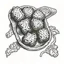 chicken nugget in dipping sauce tattoo design idea