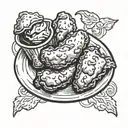 chicken nugget in dipping sauce tattoo design idea