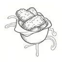 chicken nugget in dipping sauce tattoo design idea