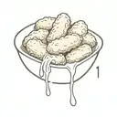 chicken nugget in dipping sauce tattoo design idea