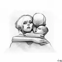 child with dead dad and one mother and two sisters tattoo design idea