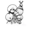 child with dead dad and one mother and two sisters tattoo design idea