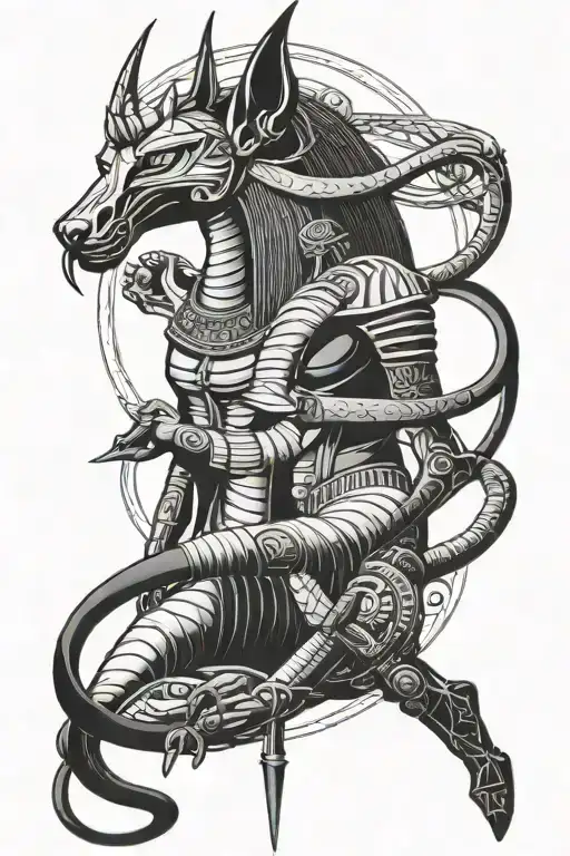 osiris and anubis tattoo design idea